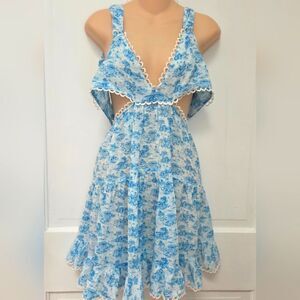 Revolve Tularosa Olynne Mini Dress Blue Ivory XL